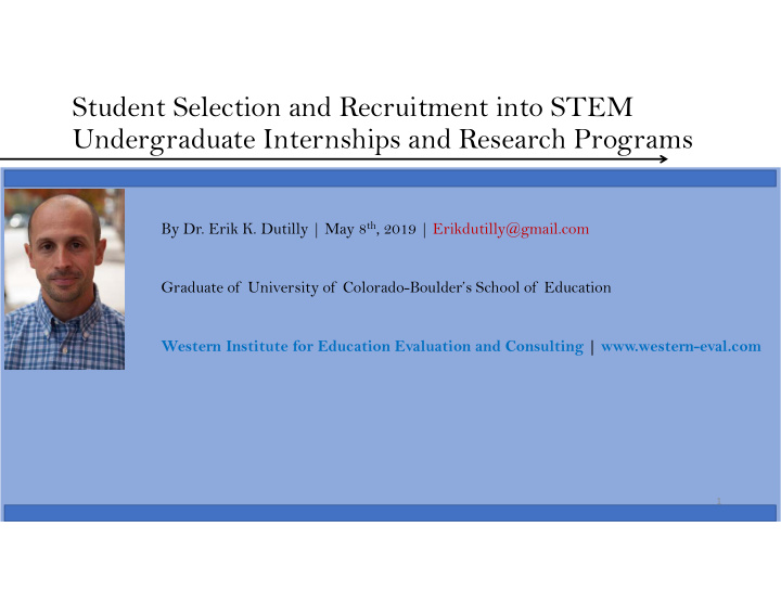 student selection and recruitment into stem undergraduate