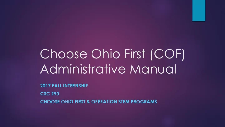 choose ohio first cof