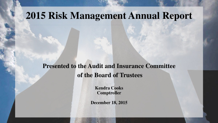2015 risk management annual report