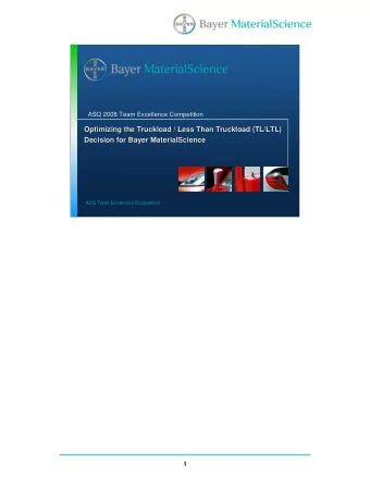 Optimizing the Truckload / Less Than Truckload (TL/LTL)  Optimizing the Truckload / Less Than