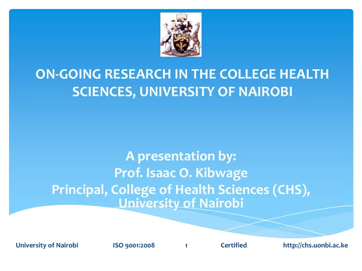 on going research in the college health sciences