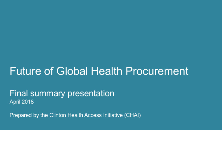 future of global health procurement
