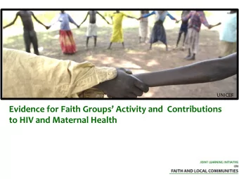 Evidence  for  Faith  Groups  Activity  and    Contributions    to