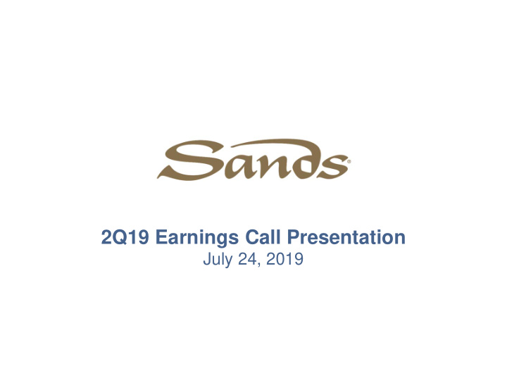 2q19 earnings call presentation
