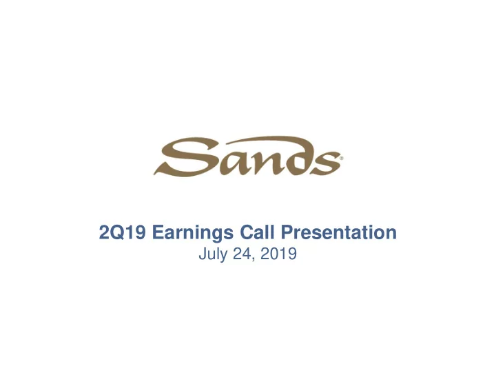 2q19 earnings call presentation