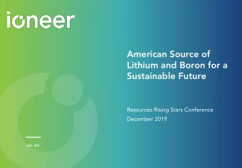 Sustainable Future  Resources Rising Stars Conference  December 2019  ASX: INR  Imp  Importa