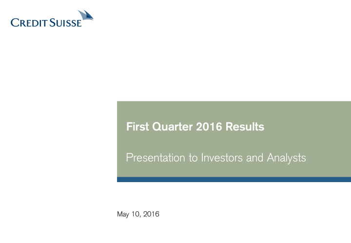 first quarter 2016 results