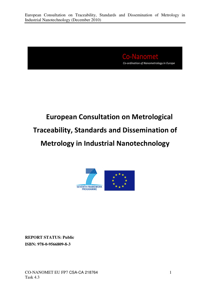 european consultation on metrological traceability