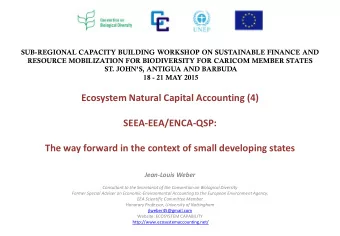 Ecosystem Natural Capital Accounting (4)  SEEA-EEA/ENCA-QSP:  The way forward in the context of