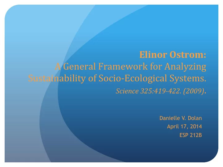 elinor ostrom a general framework for analyzing