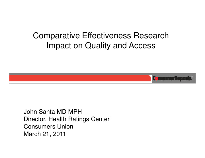 comparative effectiveness research impact on quality and