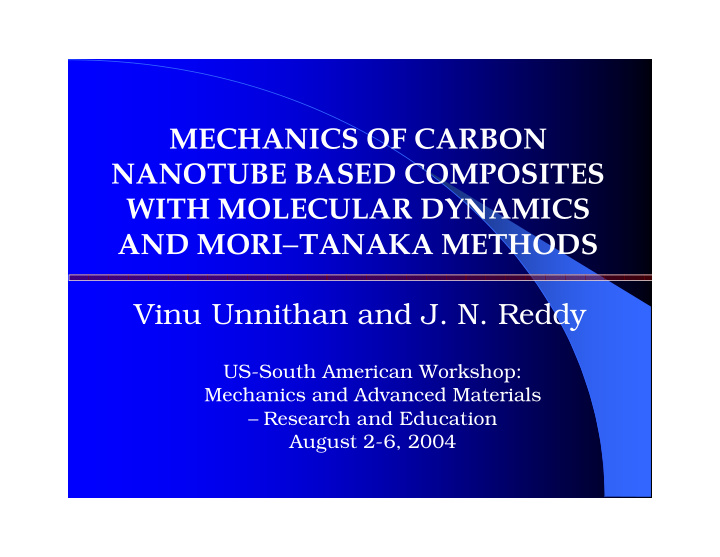 mechanics of carbon nanotube based composites with