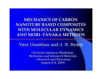 MECHANICS OF CARBON  NANOTUBE BASED COMPOSITES  WITH MOLECULAR DYNAMICS AND MORI  TANAKA METHODS