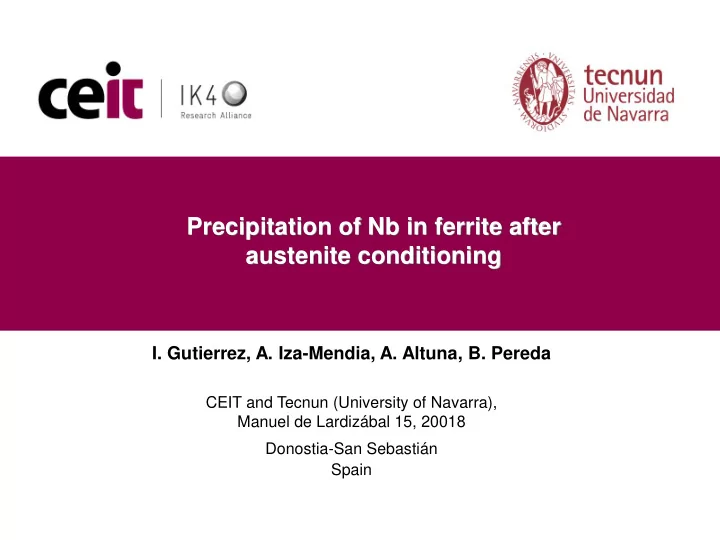 precipitation of nb in ferrite after austenite