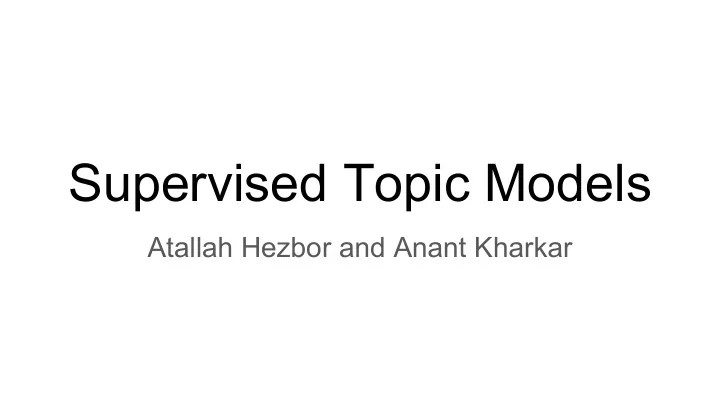 supervised topic models