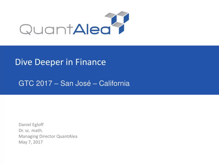 dive deeper in finance