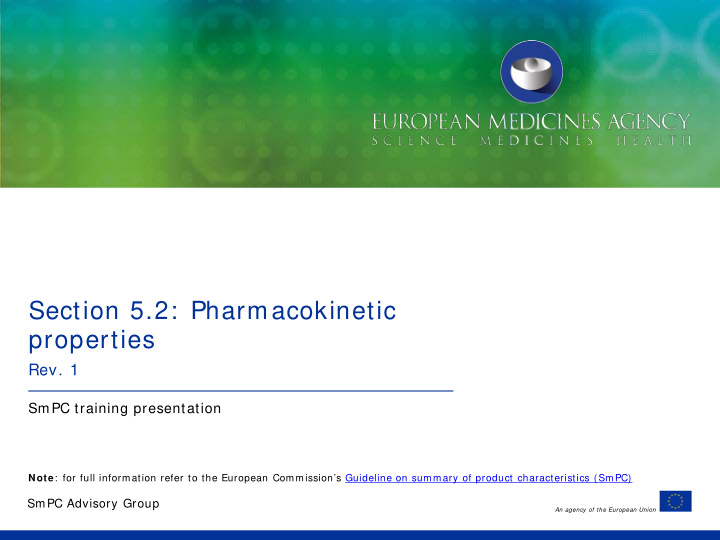 section 5 2 pharmacokinetic properties