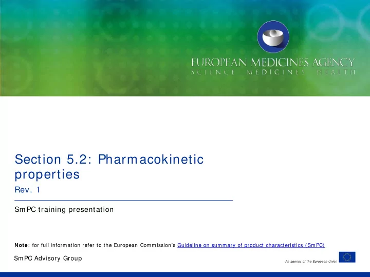 section 5 2 pharmacokinetic properties