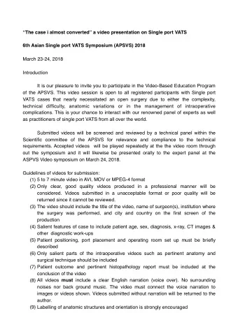 The case i almost converted a video presentation on Single port VATS  6th Asian Single port