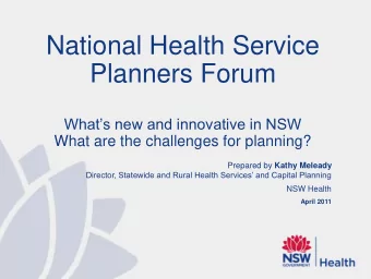 Planners Forum  Whats new and innovative in NSW  What are the challenges for planning? Prepared