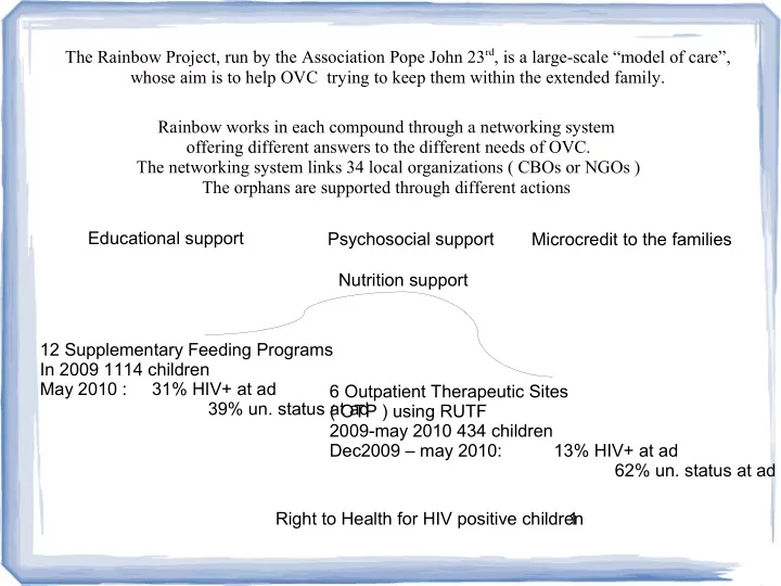 the rainbow project run by the association pope john 23