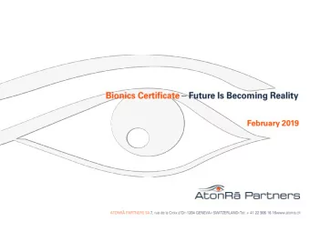 Bionics Certificate  Investment Case  Innovations in the fields of medicine, artificial