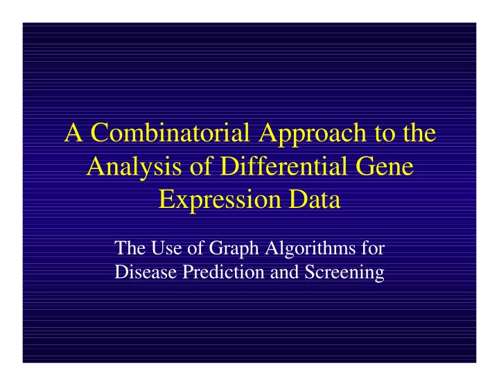 a combinatorial approach to the analysis of differential