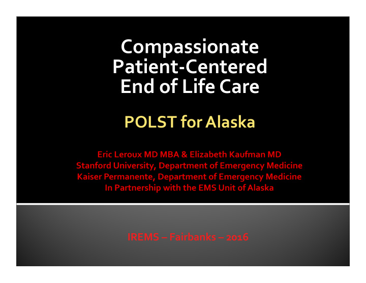 compassionate patient centered end of life care