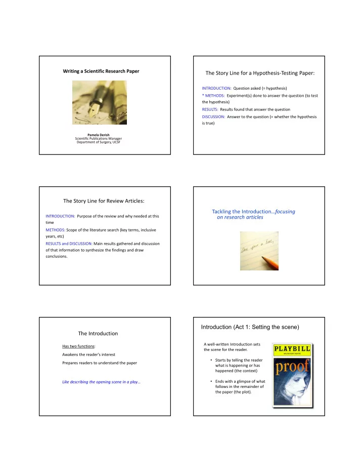 the story line for a hypothesis testing paper