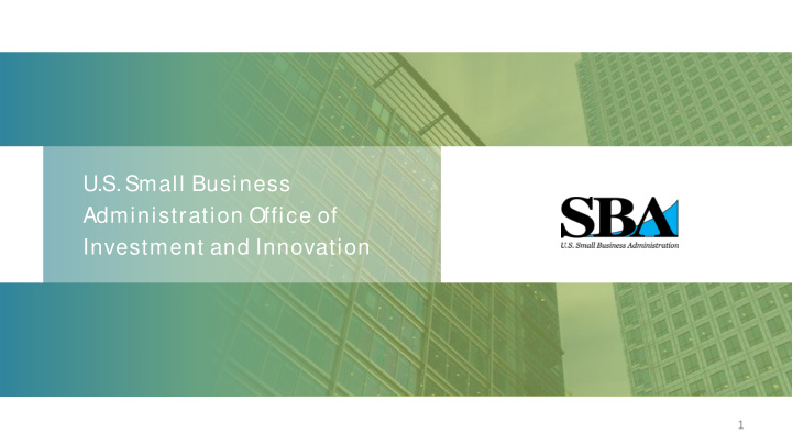 u s small business administration office of investment
