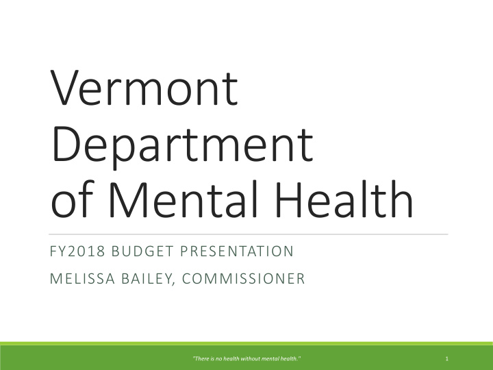 vermont department of mental health