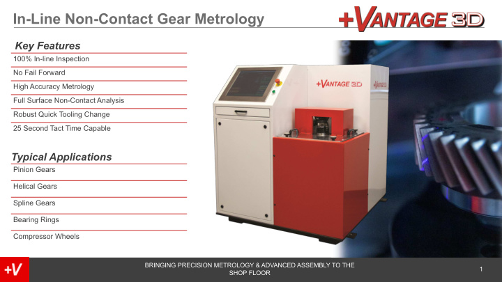 in line non contact gear metrology