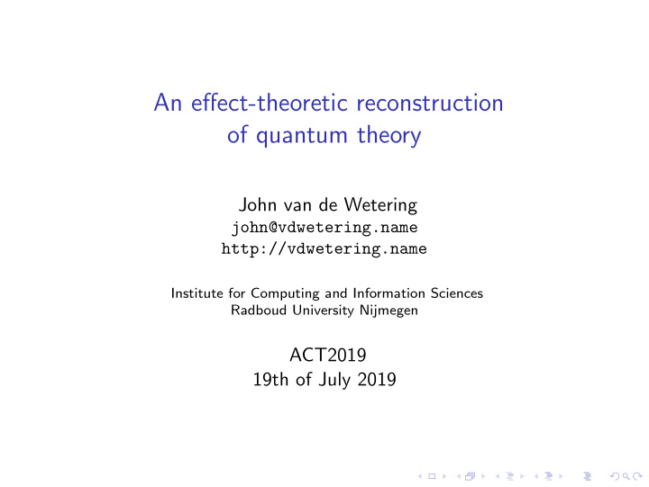 an effect theoretic reconstruction of quantum theory