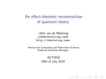An effect-theoretic reconstruction  of quantum theory  John van de Wetering  john@vdwetering.name