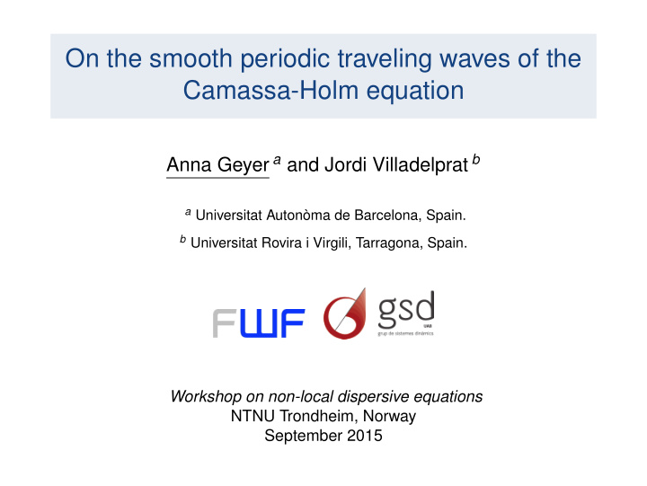 on the smooth periodic traveling waves of the camassa