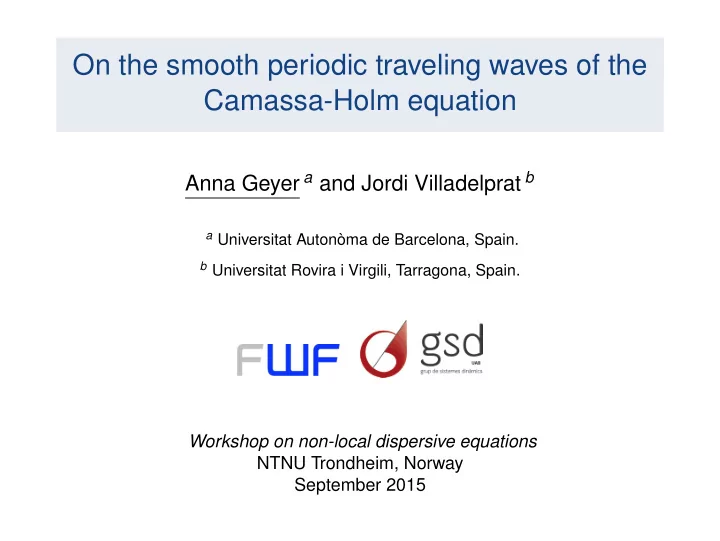 on the smooth periodic traveling waves of the camassa
