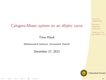 Calogero-Moser system on an elliptic curve  Marsden-  Weinstein  reduction  Reduction for  the