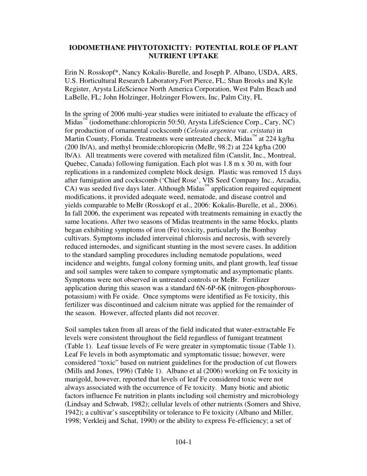 iodomethane phytotoxicity potential role of plant