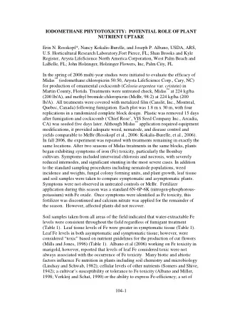 IODOMETHANE PHYTOTOXICITY:  POTENTIAL ROLE OF PLANT  NUTRIENT UPTAKE  Erin N. Rosskopf*, Nancy