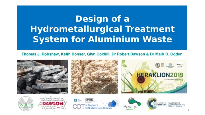 design of a hydrometallurgical treatment system for