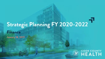 Strategic Planning FY 2020-2022  Finance  January 18, 2019  Overview of Department  Finance