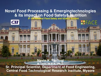 Novel Food Processing &amp; Emergingtechnologies  &amp; its impact on Food Safety&amp; Nutrition 9