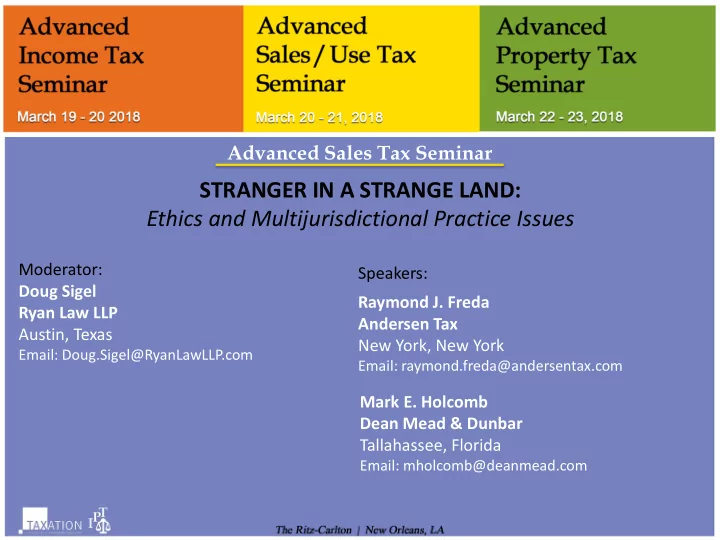 stranger in a strange land ethics and multijurisdictional