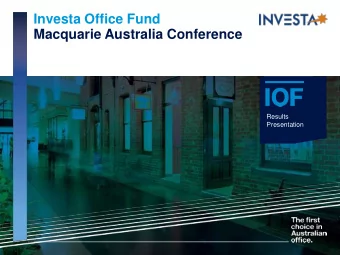 Investa Office Fund  Macquarie Australia Conference  Results  19 February 2015  Presentation