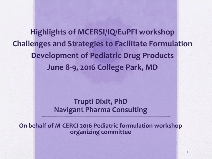 highlights of mcersi iq eupfi workshop challenges and