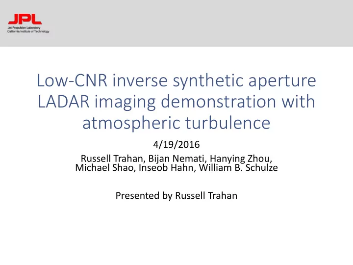 low cnr inverse synthetic aperture