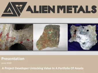 Presentation  June 2020  A Project Developer Unlocking Value In A Portfolio Of Assets  AIM: UFO  A