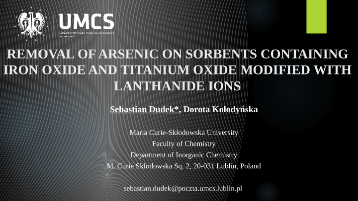removal of arsenic on sorbents containing iron oxide and
