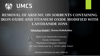 REMOVAL OF ARSENIC ON SORBENTS CONTAINING  IRON OXIDE AND TITANIUM OXIDE MODIFIED WITH  LANTHANIDE