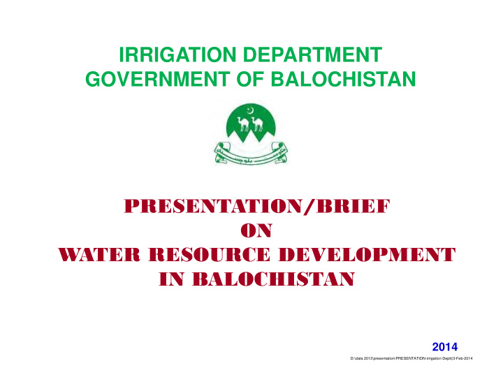 irrigation department government of balochistan